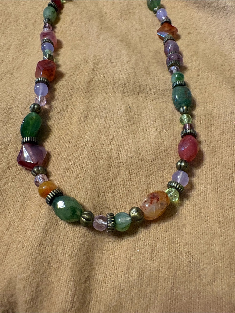 Vintage 1928 Multicolor Beaded Woman's Necklace - Gold Chain Accent - Picture 2 of 3